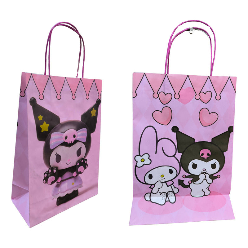 Pack 10 Bolsas De Papel De Cumpleaños Kuromi 22x32 Cm