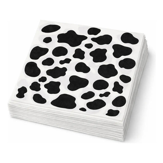 Servilletas Papel Animal Print Vaca Fiesta Cotillón X 10 Negro