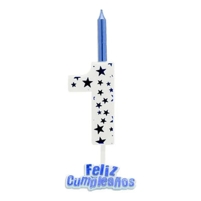 Vela De Cumpleaños Numero Estrella Azul