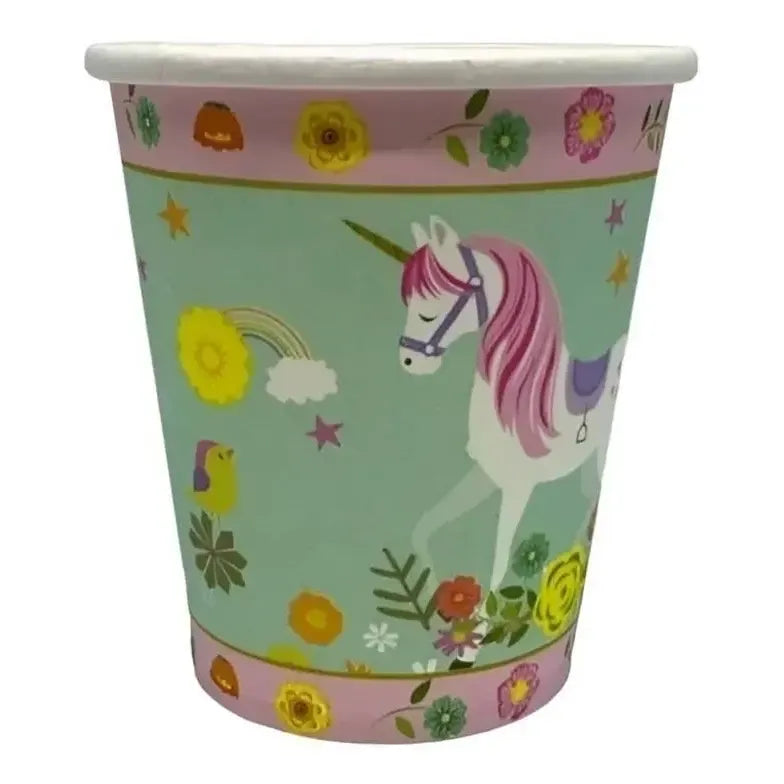 Pack 10 Vasos Unicornio De Cumpleaños Multicolor