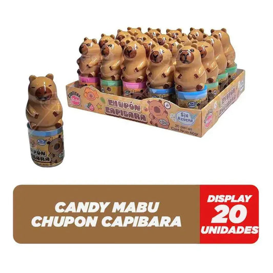Caja 20 Chupetes Dulces Capibara Sin Azúcar Mabu