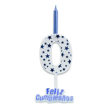 Vela De Cumpleaños Numero Estrella Azul