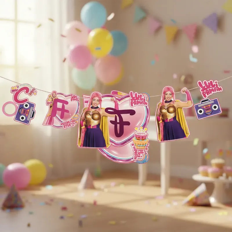 Banderín Colgante Feliz Cumpleaños Luli Pampim 3d Rosa