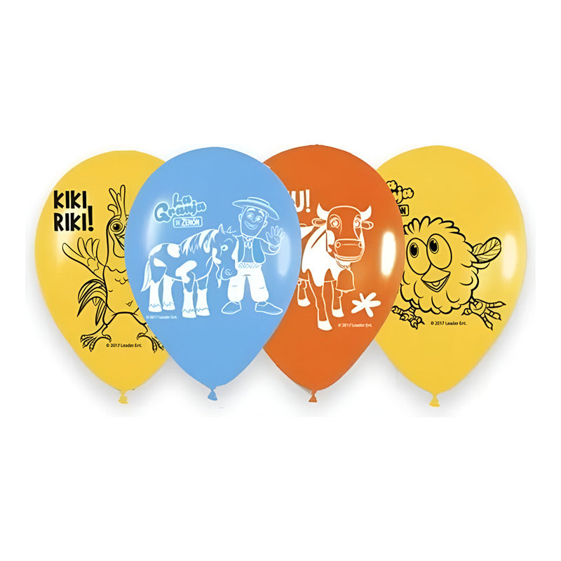 Pack 12 Globos Granja De Zenon Látex Surtido Redondo