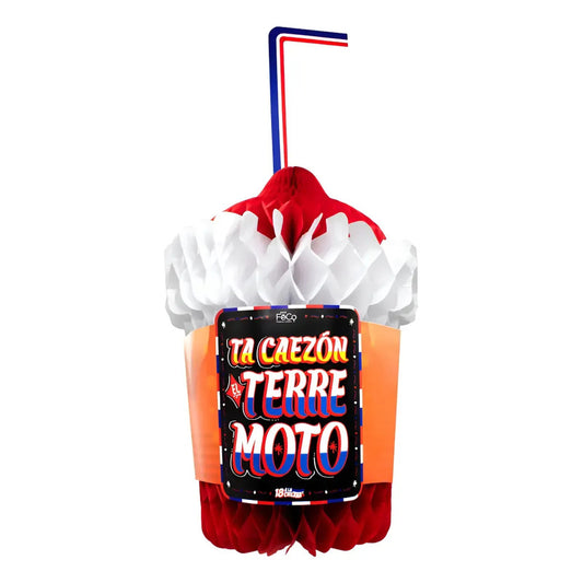 Adorno Colgante Fiestas Patrias Vaso Terremoto 42cms Papel Rojo