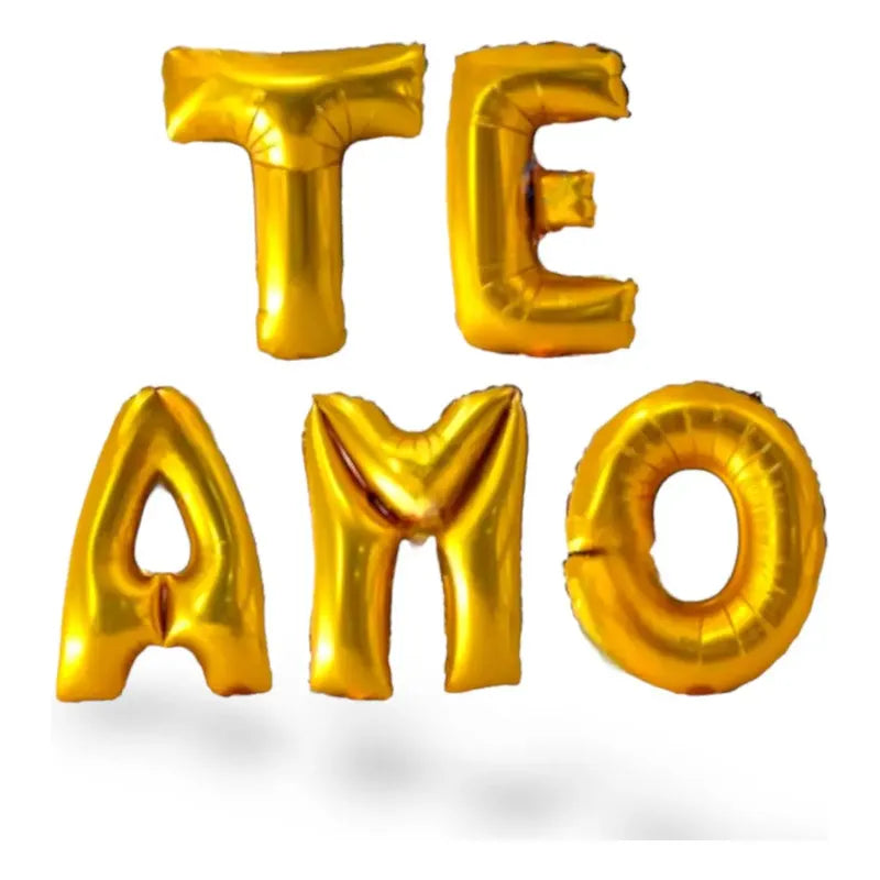 Set Globos Te Amo Metalicos Letras Frase Amor Especial 33cm