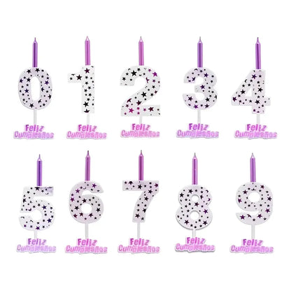 Vela De Cumpleaños De Estrella Rosada 13 Cm