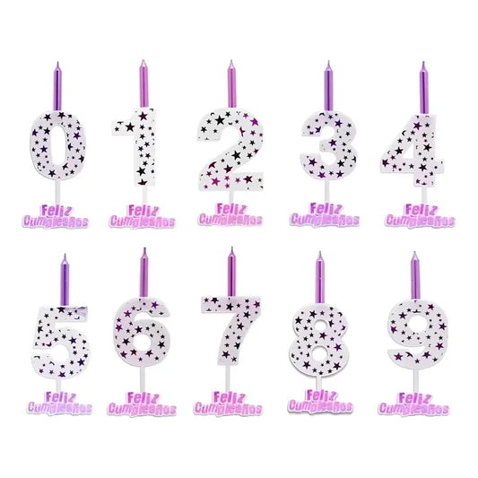 Vela De Cumpleaños De Estrella Rosada 13 Cm