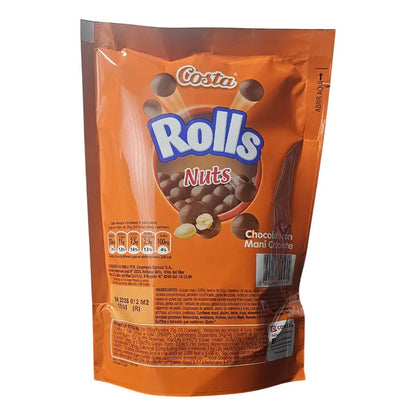 Chocolate Rolls Nuts Con Maní Crocante Costa 100g