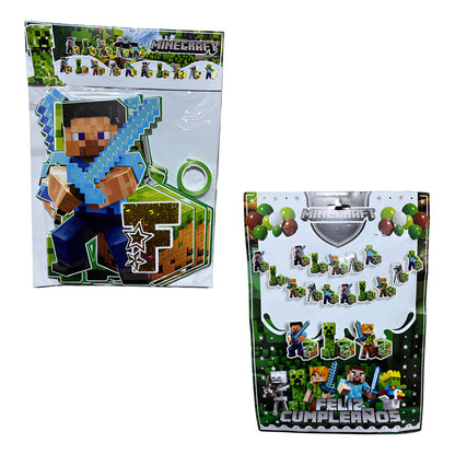 Guirnalda Colgante Decorativo 3d Cumpleaños Minecraft Verde