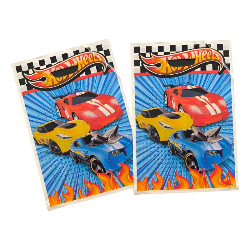 Pack 10 Bolsas Dulceras Cumpleaños Hot Wheels 20x30 Cm Azul