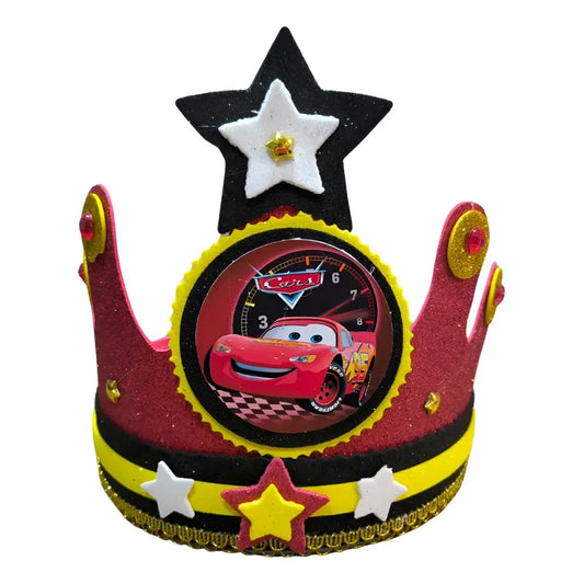 Corona Cumpleaños Festejado Cars Rayo Mcqueen Roja