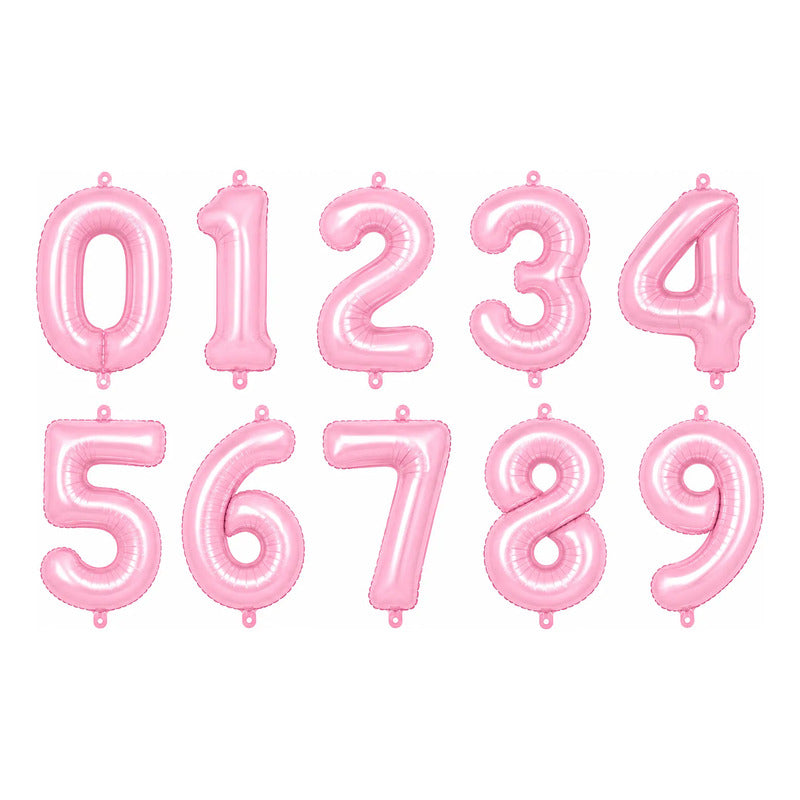 Globo Metálico Número 81 Cm Rosado Pastel Para Fiesta 0