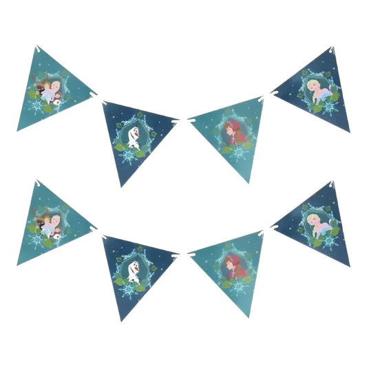 Banderín Colgante Decorativo Cumpleaños Frozen Celeste