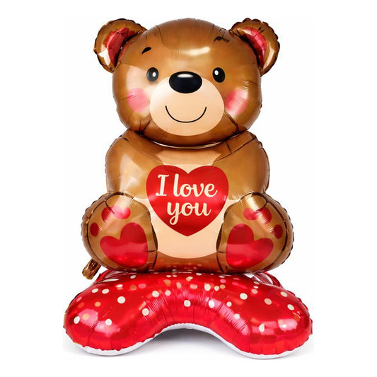 Globo Metálico Gigante Oso I Love You Decoración Amor 148 Cm Marrón