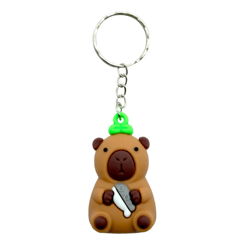 Pack 12 Llaveros Colgantes De Goma Capibara Capybara Color Marrón