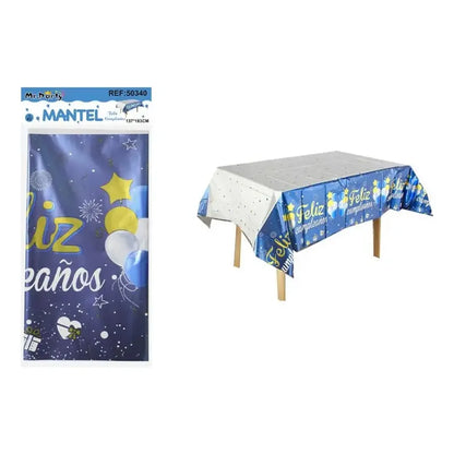 Cotillón Fiestas Mantel  Feliz Cumpleaños Azul Azul Feliz Cumpleaños