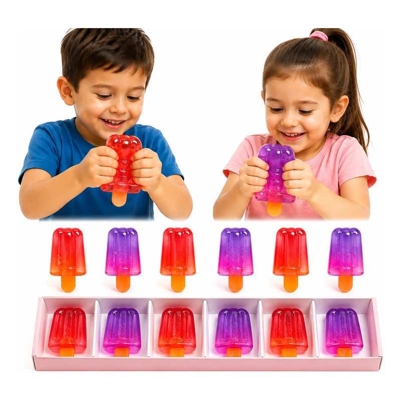 X 6 Juguete Squishy Antiestrés Apretable Helado Paleta Surtido