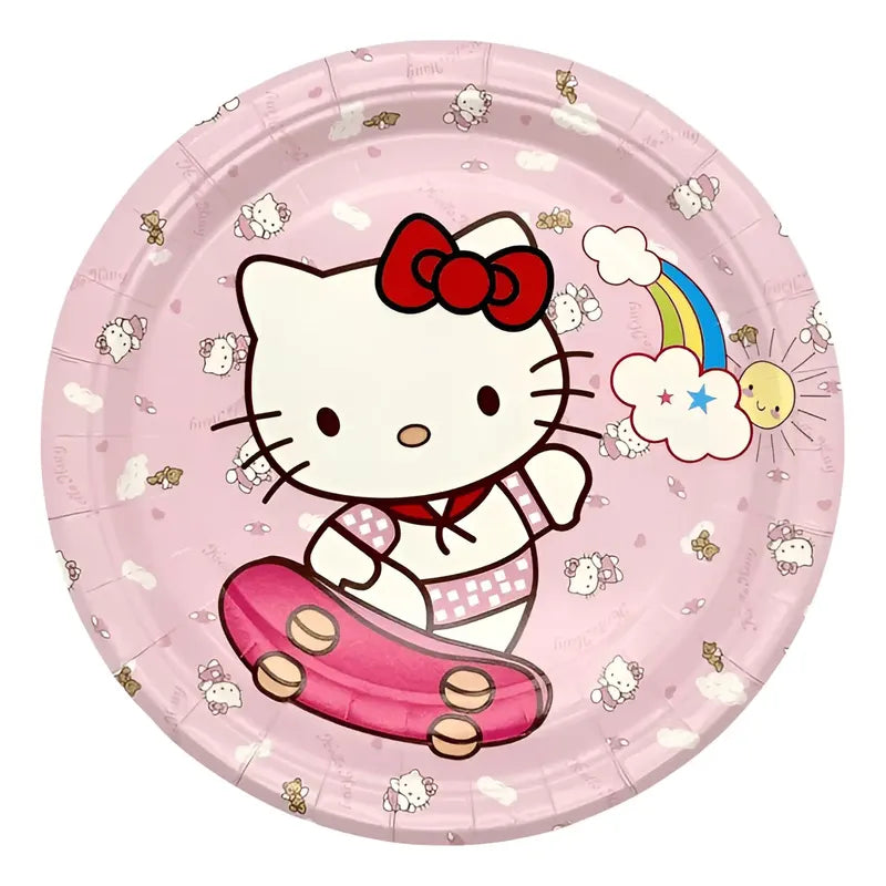 Pack 6 Platos Cumpleaños Hello Kitty Desechables Rosa