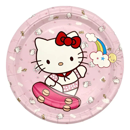 Pack 6 Platos Cumpleaños Hello Kitty Desechables Rosa