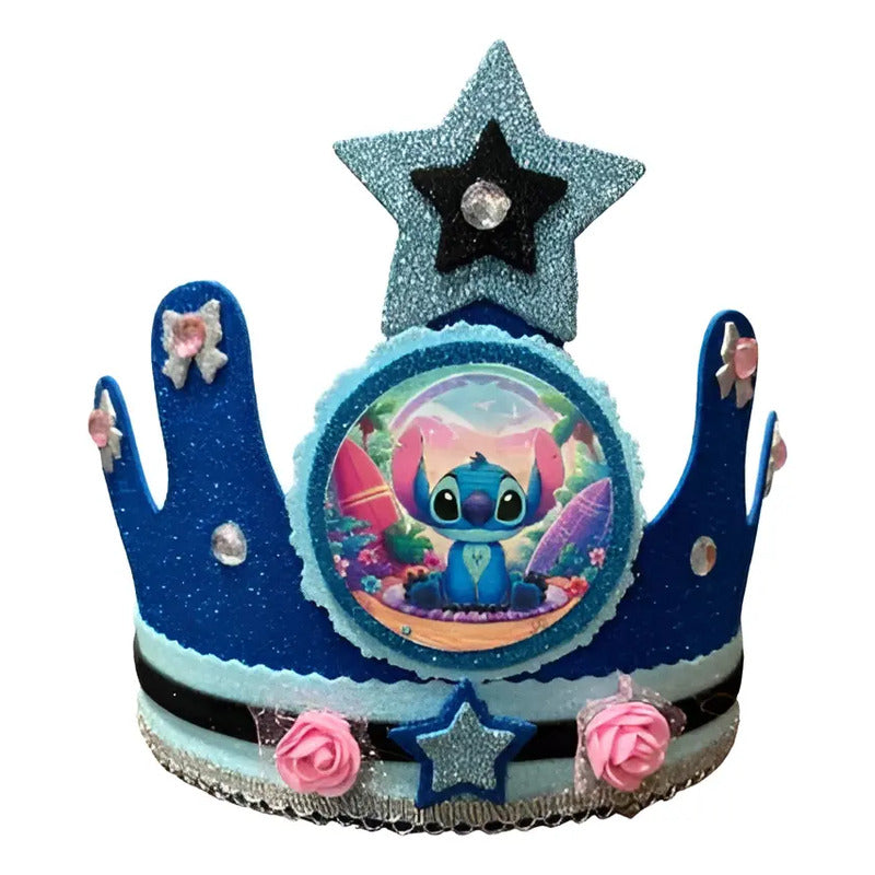 Corona De Cumpleaños Festejado Stitch Cotillón