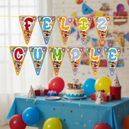 Banderín Feliz Cumple Paw Patrol Patrulla Canina Verde