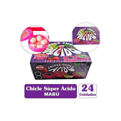 Chicle Super Acido Marca Mabu 24 Unidades