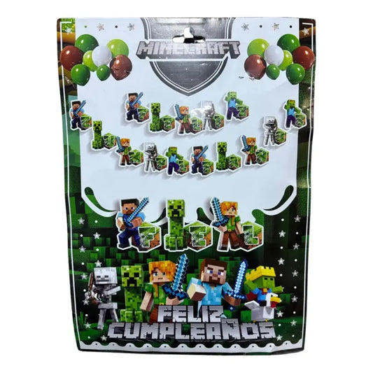 Guirnalda Colgante Decorativo 3d Cumpleaños Minecraft Verde