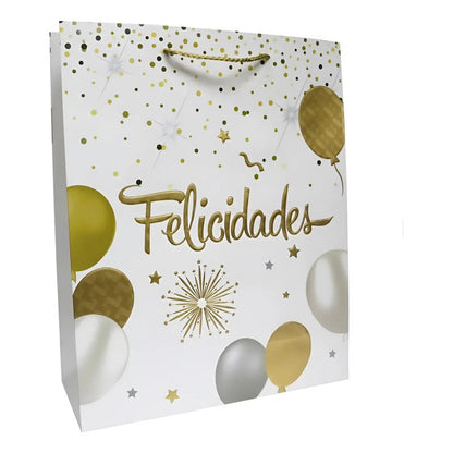 Bolsa De Regalo Cumpleaños Colores Mediana  26x32x10 Cm