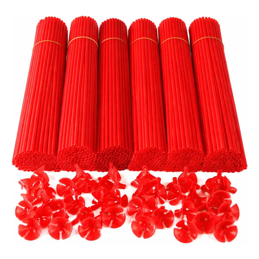 Pack 100 Varillas Plásticas Rojas Portaglobos Con Copa Rojo Rojo