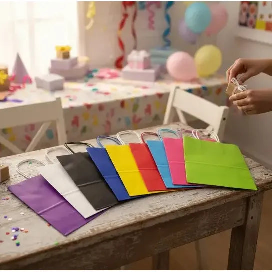 Pack 12 Bolsas De Papel Kraft De Color 27x21x11 Cm