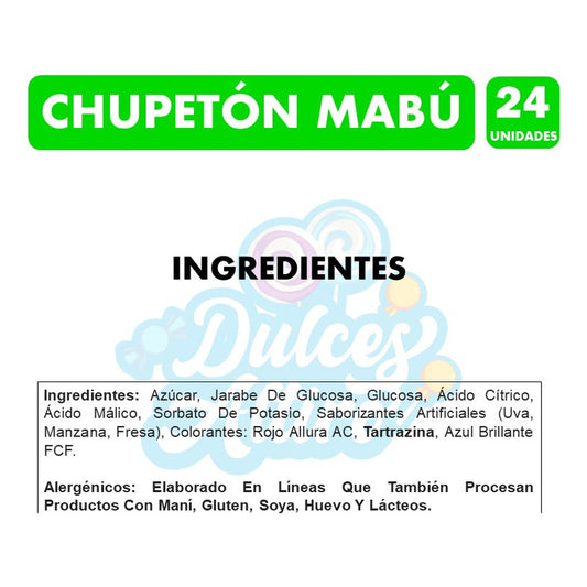 Chupeton Dulce Liquido Mabu X 24 Unidades