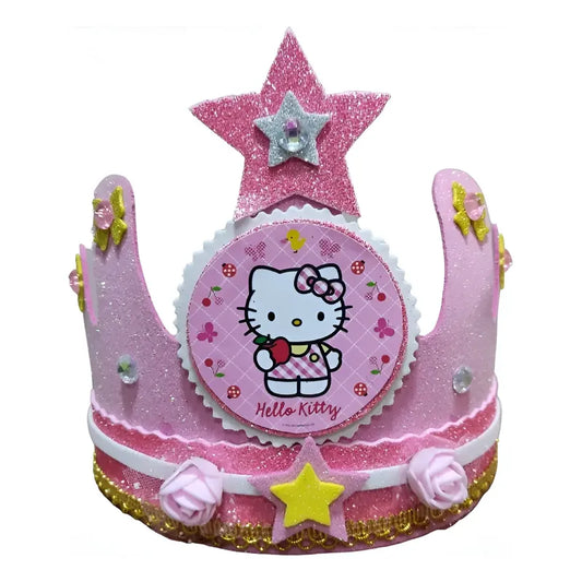 Corona De Cumpleaños Festejado Hello Kitty Rosado