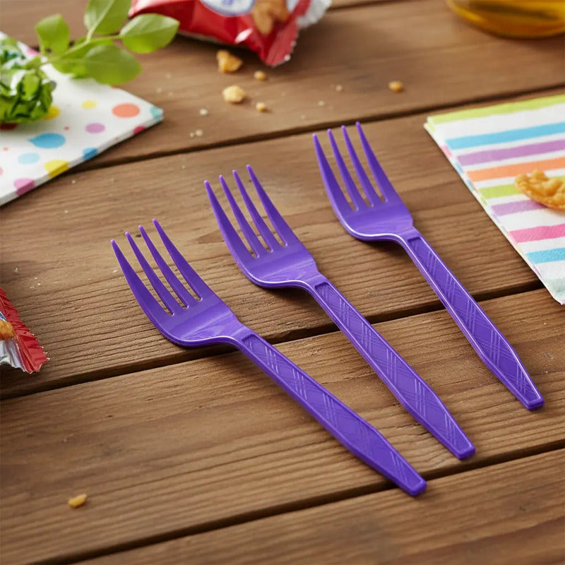 Pack 20 Tenedores Plásticos De Color Para Fiestas