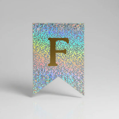 Cotillón Guirnalda Banderin Feliz Cumpleaño Plateado Glitter Plateado Glitter
