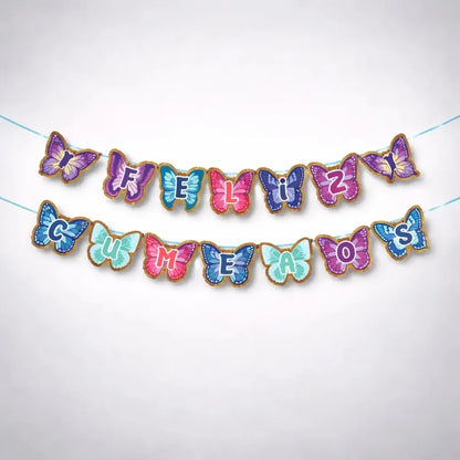 Guirnalda Feliz Cumpleaños Con Diseño De Mariposas Surtido