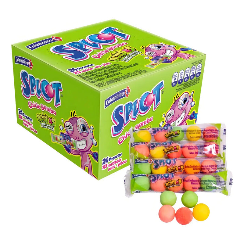 Chicle Ácido Splot Colombina Pack 24 Unidades