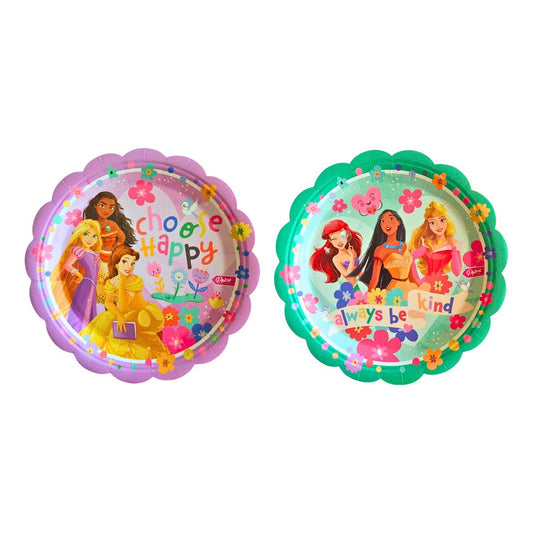 Set 6 Platos Cartón Princesas Disney Para Cumpleaños Multicolor