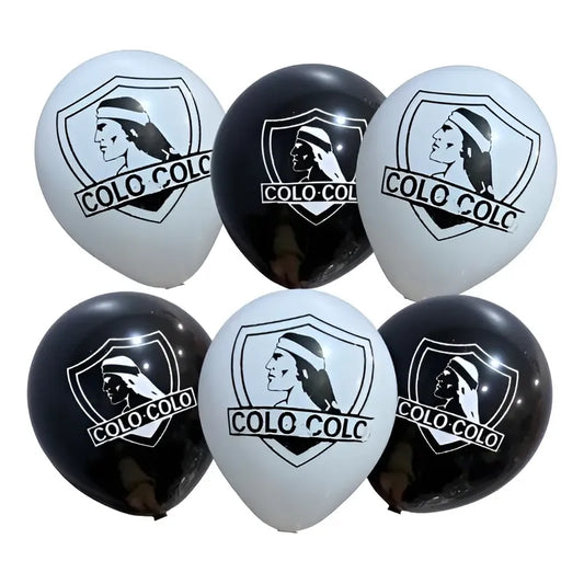 Set 12 Globos Cumpleaños Látex Colo Colo Negro