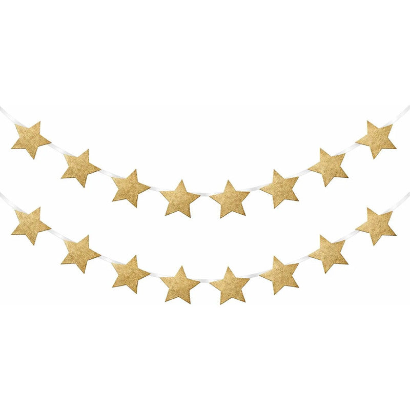 Guirnalda De Estrellas Doradas Glittel Decorativa Dorado