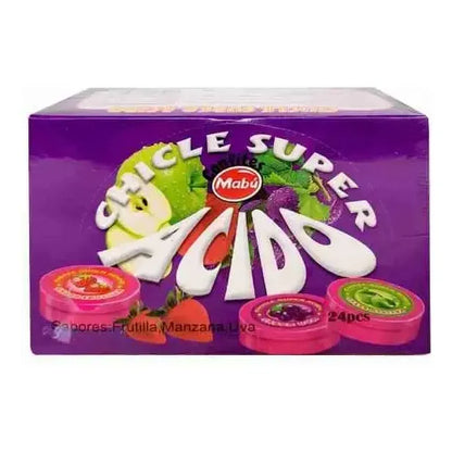 Chicle Super Acido Marca Mabu 24 Unidades