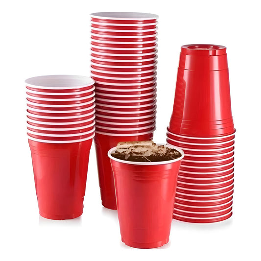 Vasos Grandes Bicolor Color Rojo 16oz 500cc X50 Unidades