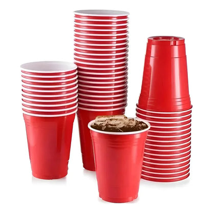 Vasos Grandes Bicolor Color Rojo 16oz 480cc X50 Unidades Rojo