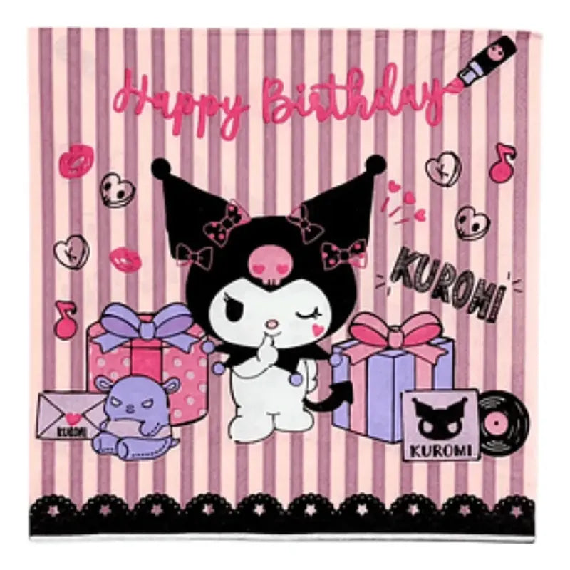 Servilletas Desechables Cumpleaños Kuromi ( 16 Unidades ) Violeta