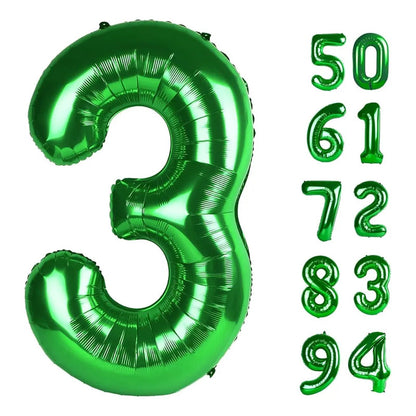 Globo Número Metalizado Verde Para Fiesta Y Decoración 0