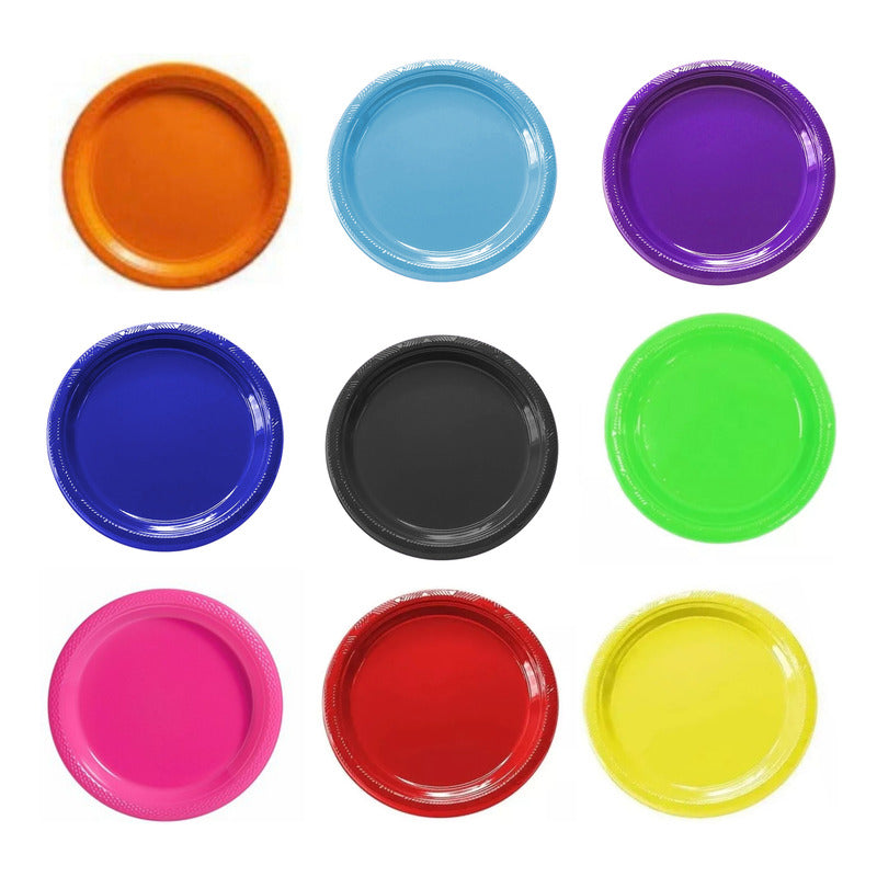 Pack 10 Platos Plásticos De Color A Elección Celebraciones