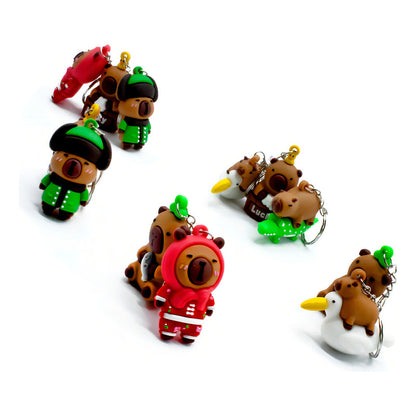 Pack 12 Llaveros Colgantes De Goma Capibara Capybara Color Marrón