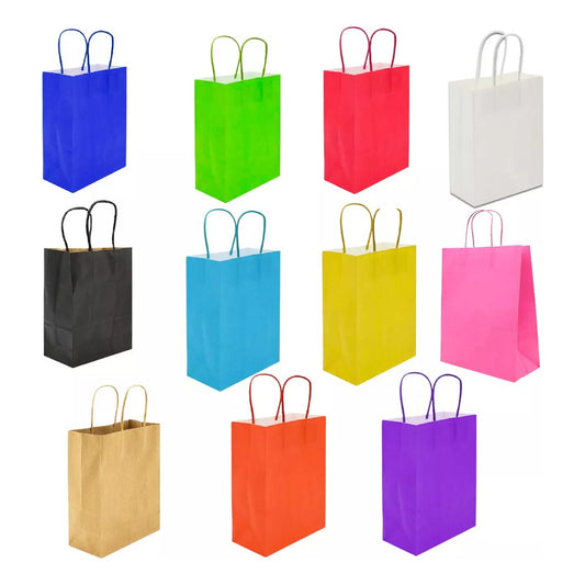 12 Bolsitas Papel Kraft Color A Elección -   16x21