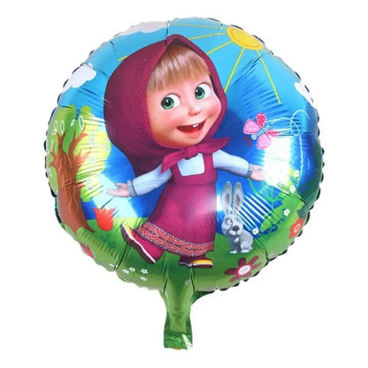 Set Globos Metalizados Masha Y El Oso 75 Cm Pack X 5 Unid