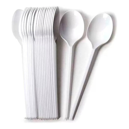 50 Unidades De Cucharas Desechables  Blanco